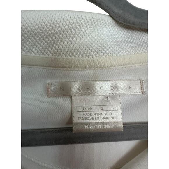 Nike Golf Dri-Fit Women's White Short Sleeves Button Up Polo Shirt Size Large - Picture 2 of 5